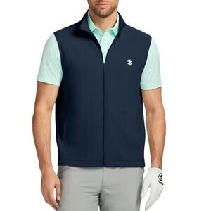 IZOD Men's Hydrashield Vest Navy Blazer Size XXL Full Zip Golf Water Repellent